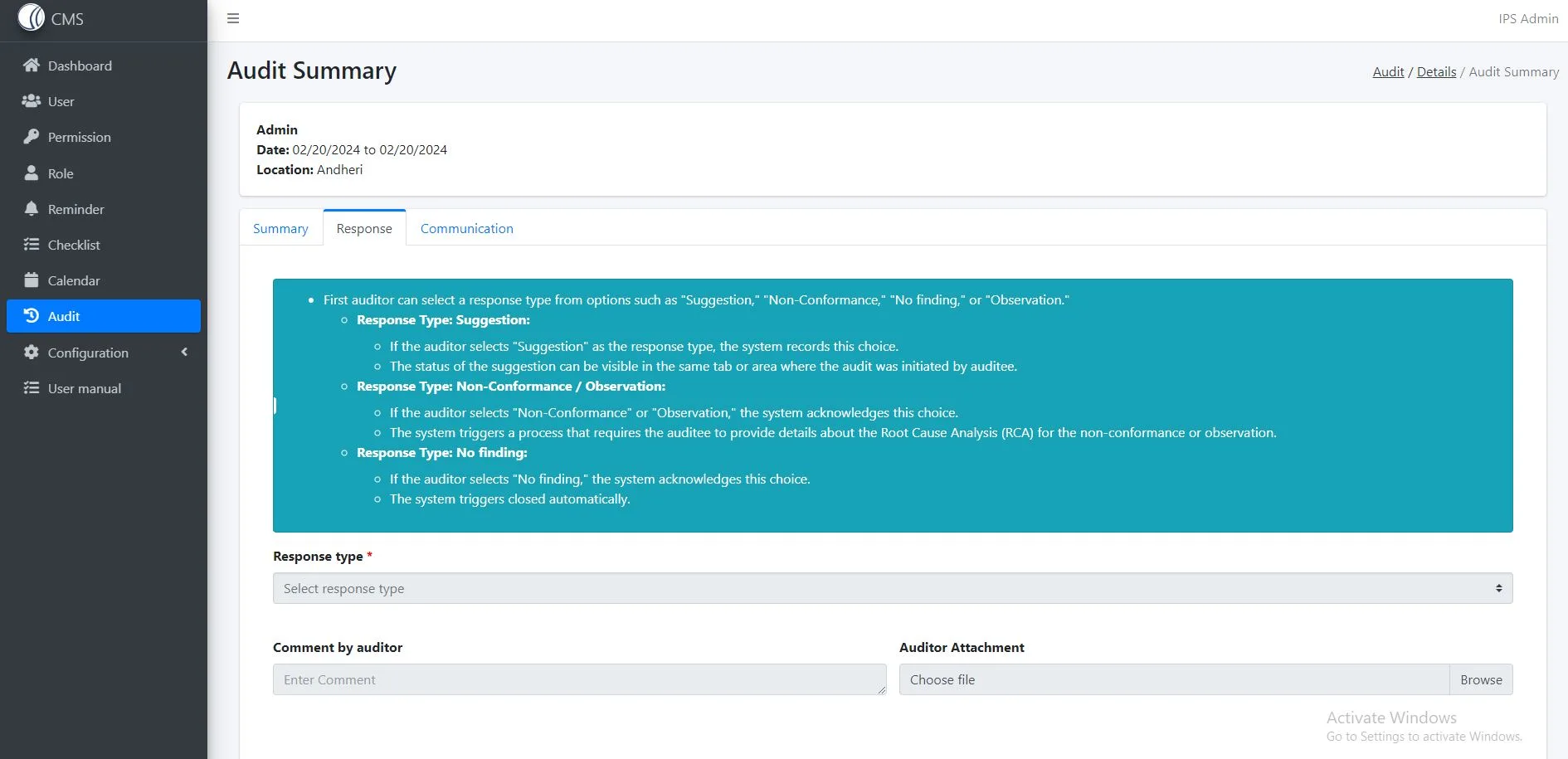 cms dashboard