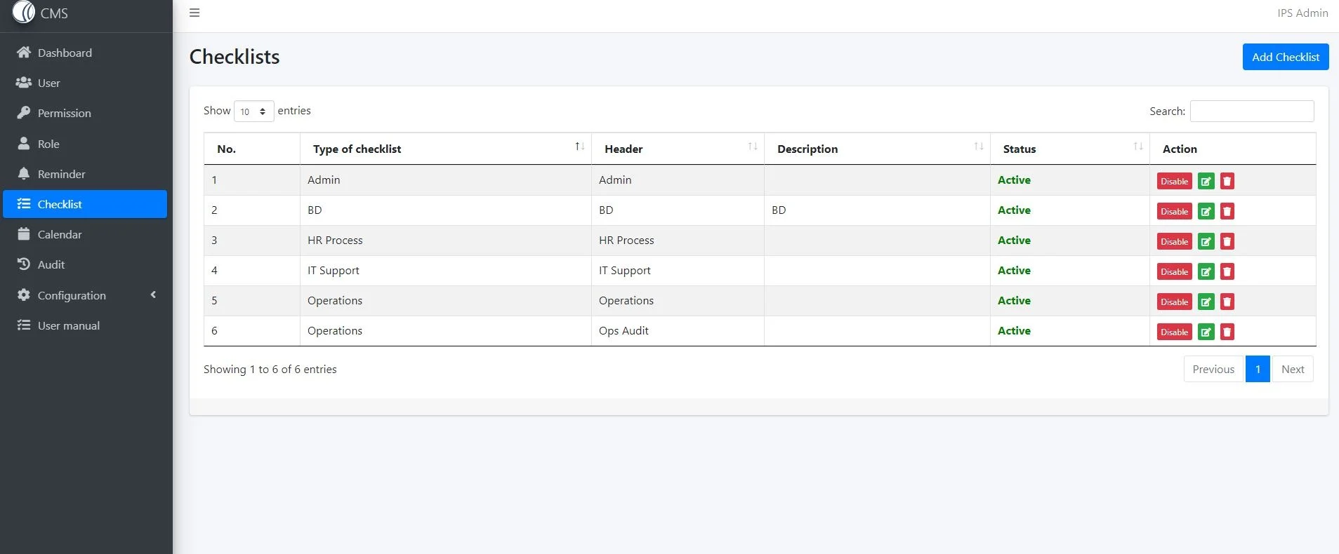 CMS Dashboard