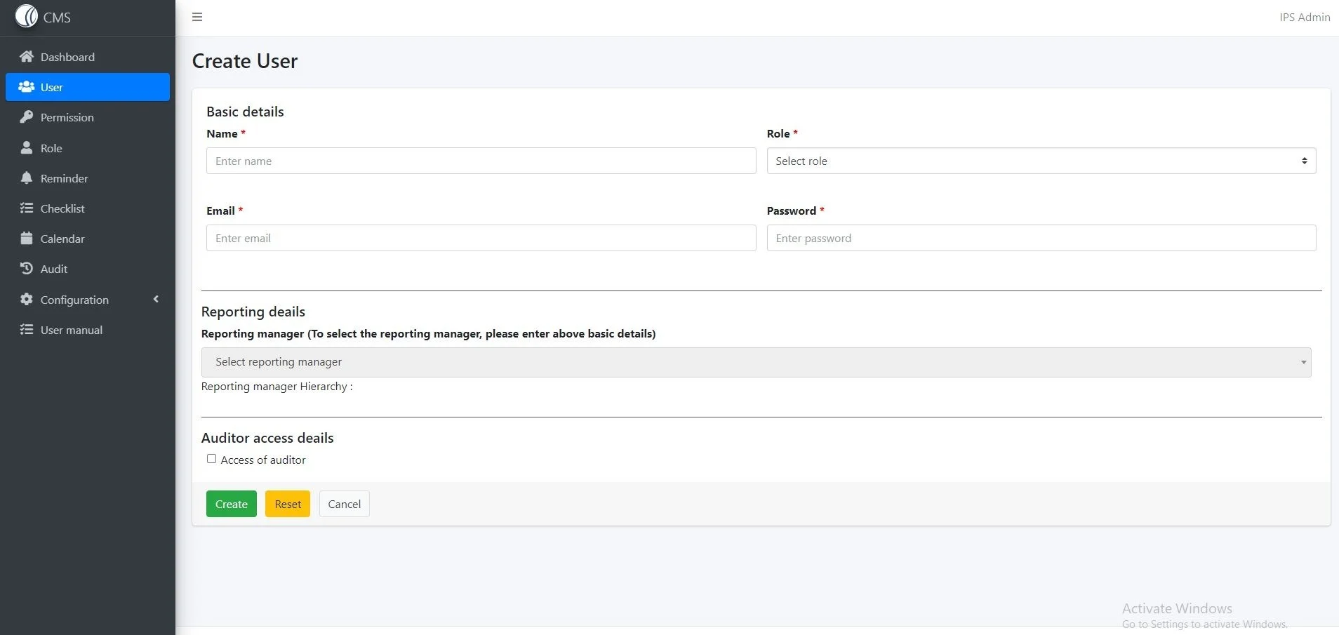 CMS Dashboard