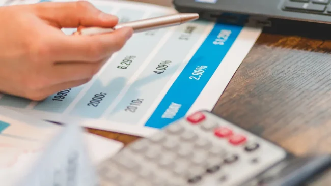 Order to cash Finance professional reviewing AR and interest rate report
